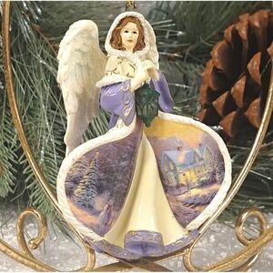 Thomas‎ Kinkade Winter Angels of Light 2005 Purple Ornament Collection Christmas